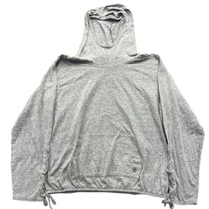 Ariat Kansas Hoodie Womens Large Gray Cotton Self Tie Long Sleeve Elastic Hem